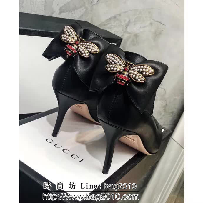 GUCCI古馳 18早春系列 代購品質 RMB古典美學皮革蝴蝶結 中跟單鞋 QZS1396